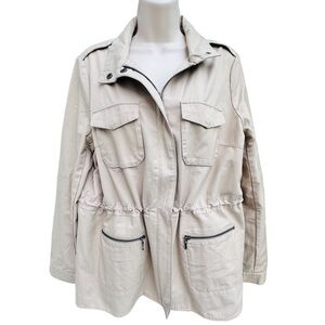 ✌️OUT✌️JOIE khaki Malinia anorak utility jacket Large beige tan full zip coat